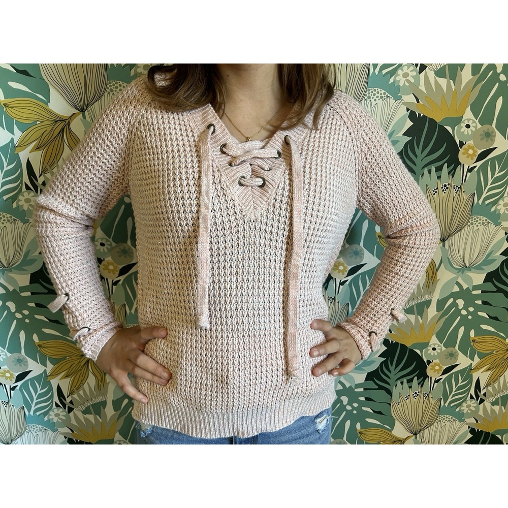 Pink Big Knit Sweater Trendy Comfortable Cozy Women's Size Small‎